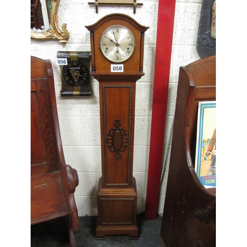 58 - Good Edwardian mahogany Grandmother clock - working perfect.  h:150cm, W:29cm.