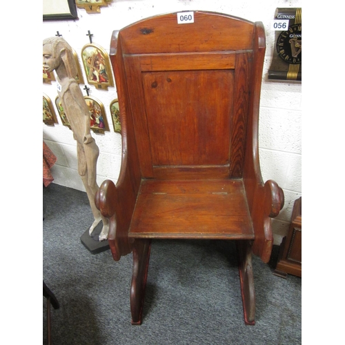 60 - Good pair of Gothic Pine armchairs.