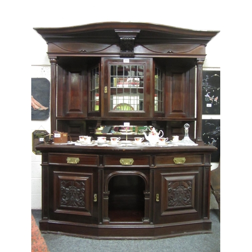 64 - Superb mahogany sideboard - Originally from Kinnitty Castle Co Offaly.  H: 230cm, W:200cm, D:66cm.