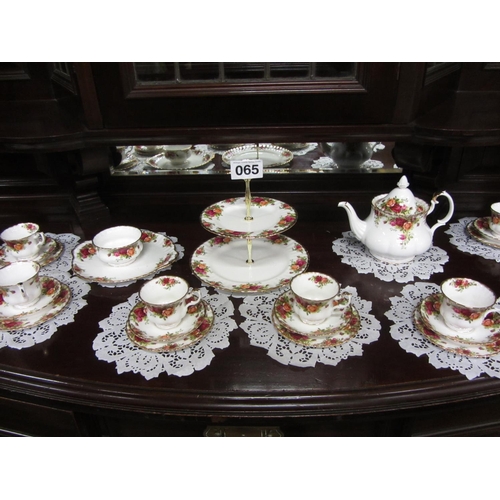 65 - Superb hand painted Old Country Rose 23 piece tea set.