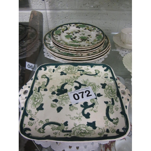 72 - 7 Hand painted Masons plates plus Sandwich plate.