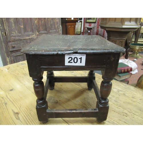 201 - Antique oak stool.