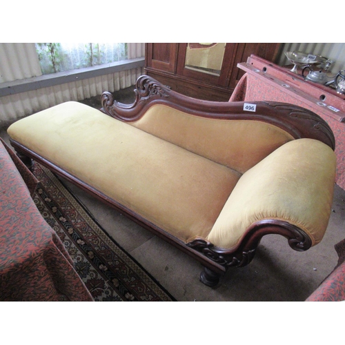 496 - Victorian mahogany chaise lounge.  L:176cm