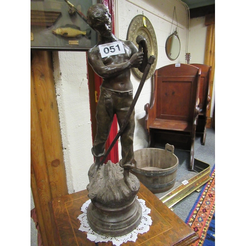 51 - Superb large pair of Spelter figures.  H:65cm