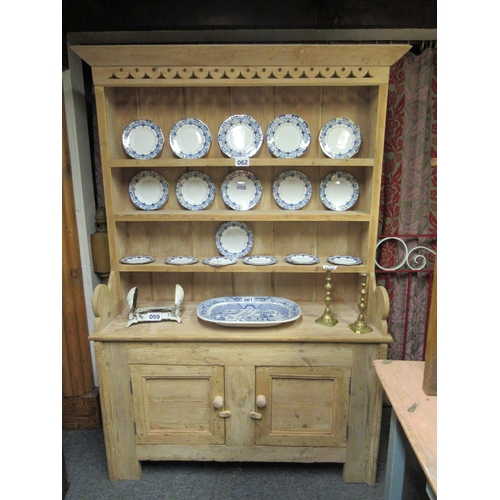 62 - Good Original Antique Pine Galway dresser restored.  H:202cm, W:135cm, D:46cm.