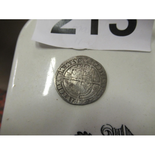 213 - 1572 Elizabeth 1st silver coin - (Hammered).