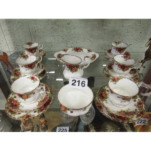 216 - 21 piece hand painted Old Country Rose Tea set.