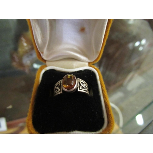 223 - Amber sterling silver ring.