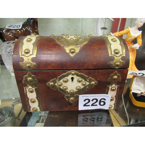 226 - Good victorian Walnut Mother of Pearl and brass mounted tea caddy.