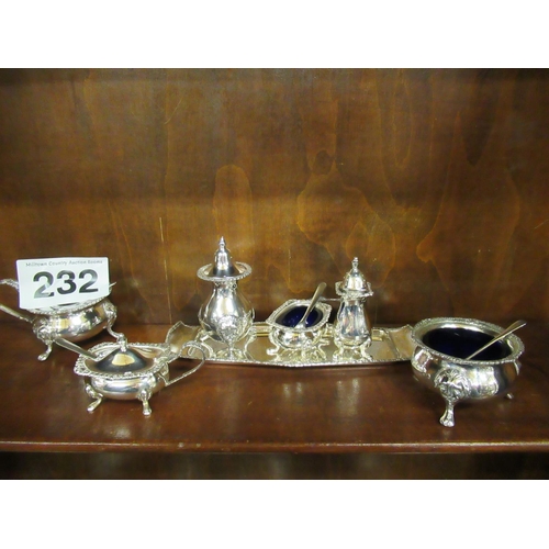 232 - Silver on copper Cruet set.