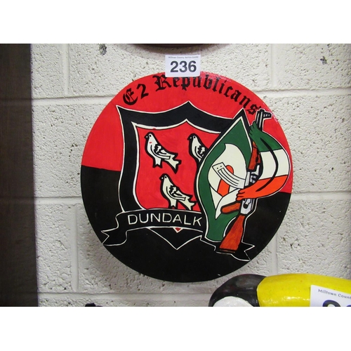 236 - Bodhran - Dundalk Crest with signatures on back.