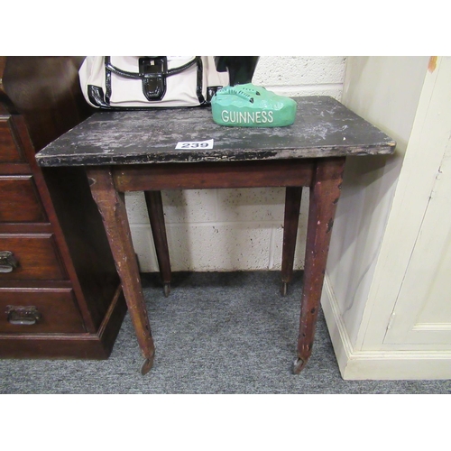 239 - Antique pine occasional table in original paint.  H:67cm, W:62cm, D:45cm.