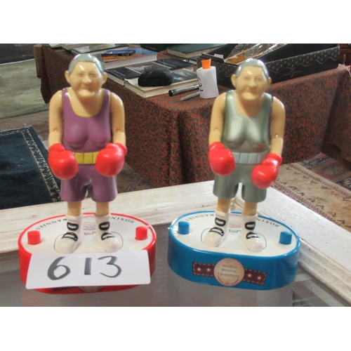 613 - 2 ornaments - Boxing Grannies.