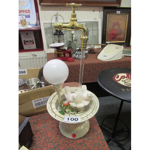 100 - Vintage novelty fountain table lamp.