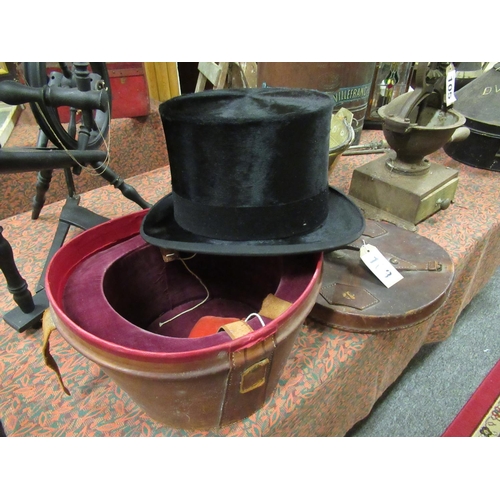 103 - Good quality Top Hat in leather case.