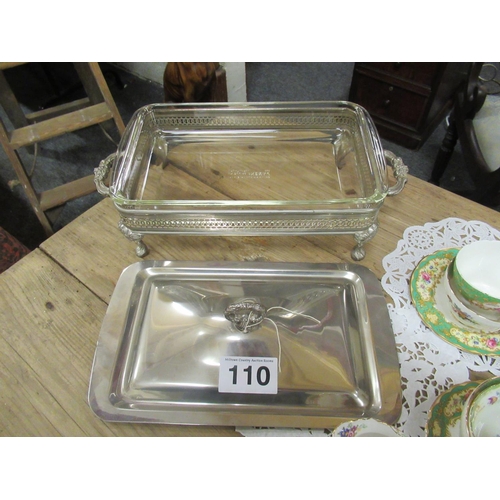 110 - 2 Handle vegetable tureen with glass liner.