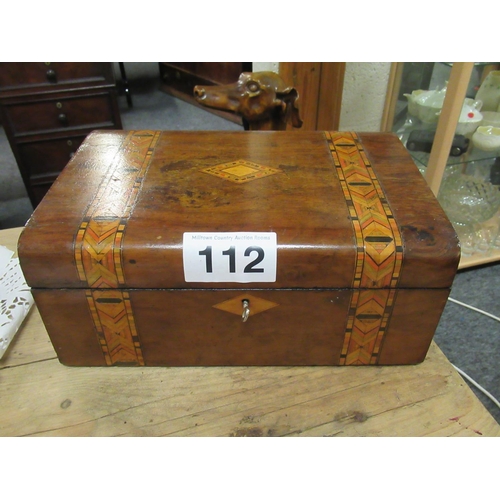 112 - Victorian Walnut inlaid Jewellery casket.