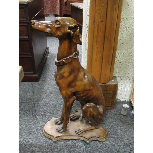 116 - Pair of Life Sized carved vintage Greyhounds. H:80cm.