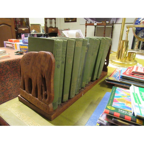 118 - Wooden Elephant book stand with 13 editions of Dickins Books.