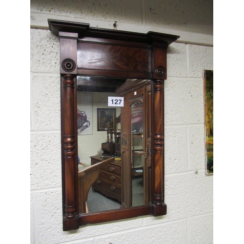 127 - Good Georgian mahogany wall mirror.  H:76cm x 46cm.