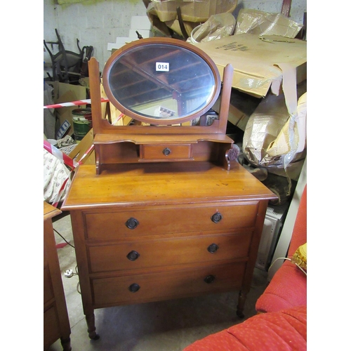 14 - Satin wood dressing table - Matching previous lot.  H:145cm, W:92cm, D:48cm.