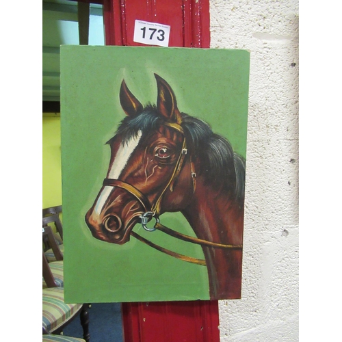 173 - Oil on Canvas - Painting of a Horses head.