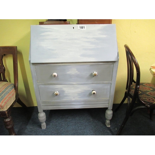 181 - Vintage Bureau painted and destressed.  H:102cm, SW:76cm, D:40cm.