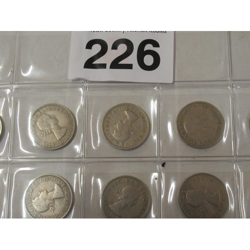 226 - Sleeve of English 2 Shilling coins.