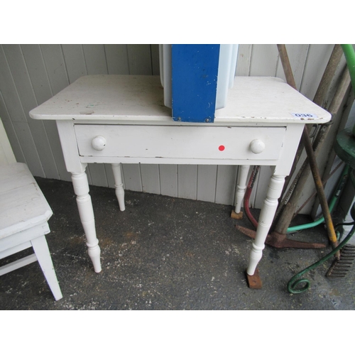 36 - Antique painted pine side table with drawer. W:90cm , D:56cm.