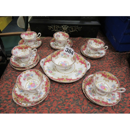 384 - 20 Piece hand painted Shelly Tea set.