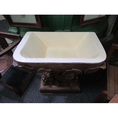 408 - Rare 18th century carved oak baptismal font.   H:90cm, W:75cm, D:50cm.