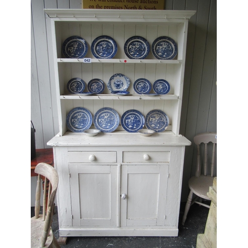 42 - Good antique pine 2 piece Kitchen dresser.  H:200cm, W:122cm, D:44cm.