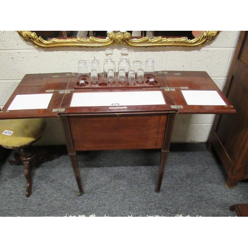 475 - Superb Edwardian mahogany inlaid drinks cabinet with folding mechanism and ice storage compartment. ... 