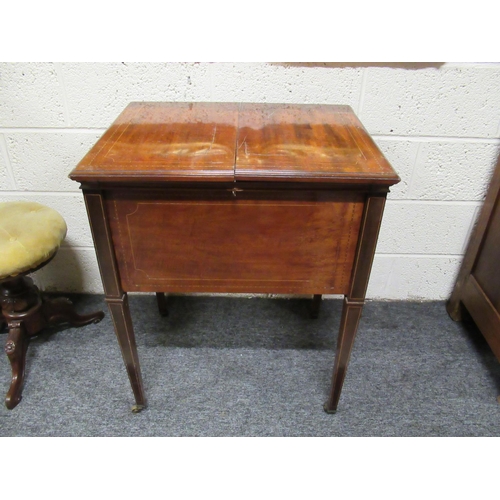 475 - Superb Edwardian mahogany inlaid drinks cabinet with folding mechanism and ice storage compartment. ... 