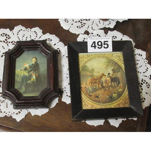 495 - Pair of miniature pictures.