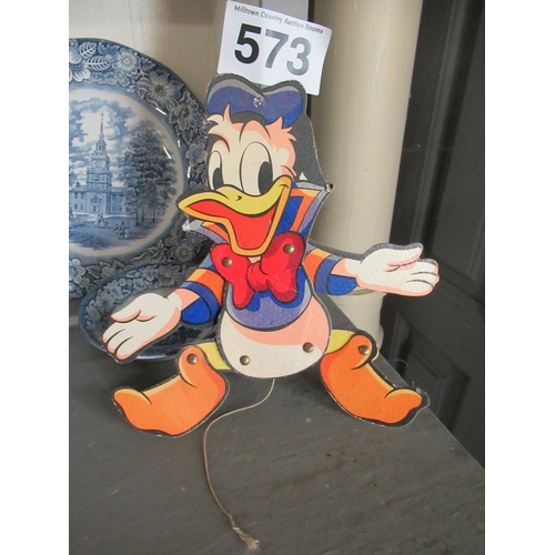 573 - Old Donald Duck Cardboard sign.