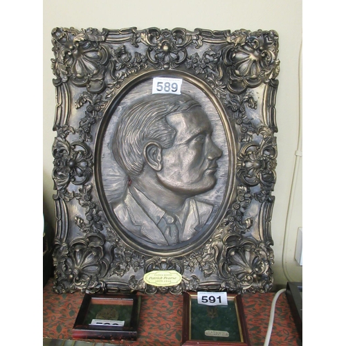 589 - Padraig Pearse wall plaque.  60cm x 50cm.