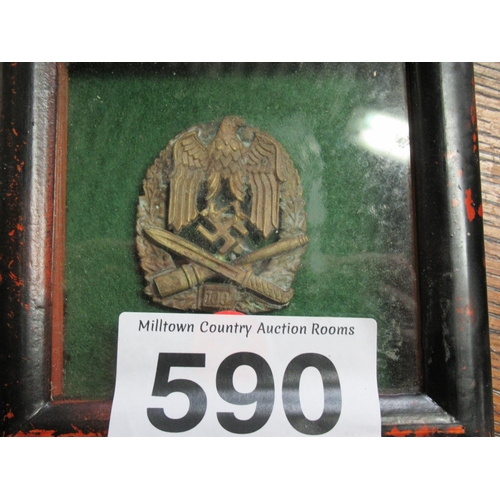 590 - Framed German Badge.