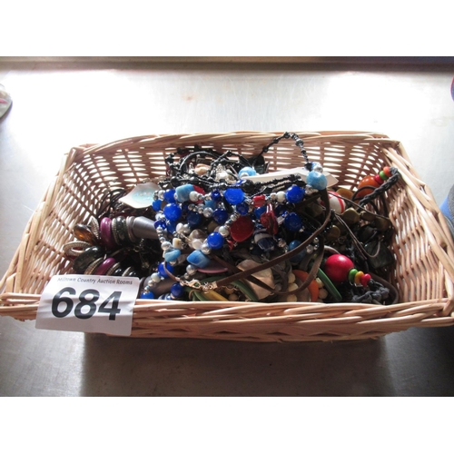 684 - Basket of assorted costumn Jewellery