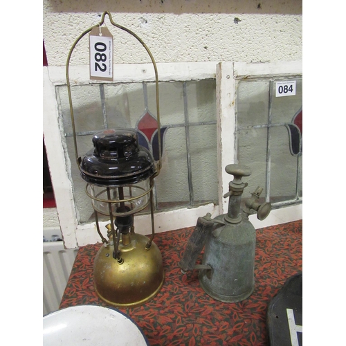 82 - Brass Tilly lamp plus antique blow lamp.