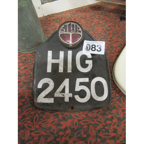 83 - Vintage Number plate.