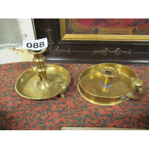 88 - 2 Brass vintage candle holders.