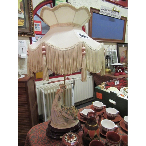 95 - Ornate table lamp and shade.