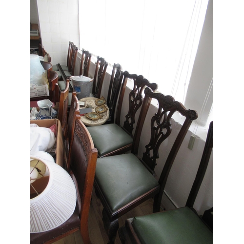 286 - 12 Mahogany Chippendale Dining Chairs (10&2 carvers) Not a matching set.