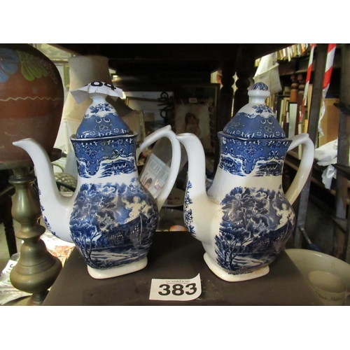 384 - Pair of Antique Grindley 'English Country Inn' Teapots. 10