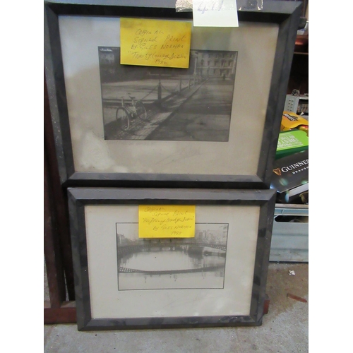 411 - Pair of Original Signed Prints.  'The Halfpenny Bridge'+'Trinity College' signed Giles Norman