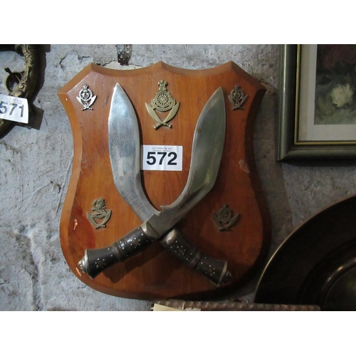 572 - Pair of Gurka knives mounted on Wall Plaque