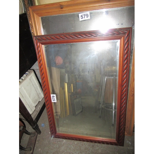 578 - Rope Edged Beveled wall mirror in Mahogany Frame. (30