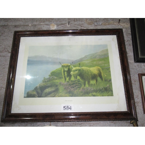 584 - Highland Scene. 'Midst the Heather.  Superb Frame. 30