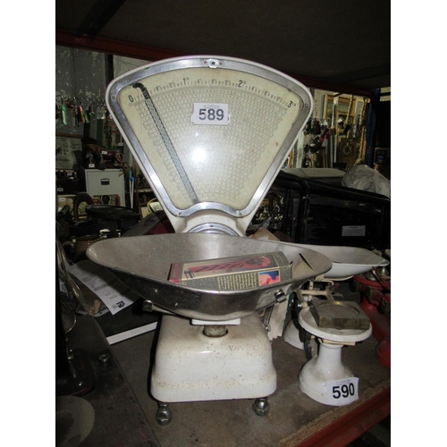 589 - Avery Shop Scales with calculaor dial. (24